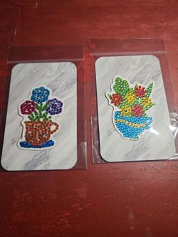 Handmade Flower Diamond Painting Magnet Set-2 Pack