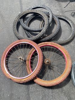 Old BMX tires and rims wheels 20”