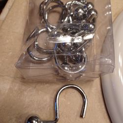 Shower Hooks, marble Size Chrome 12 New In Box $10.