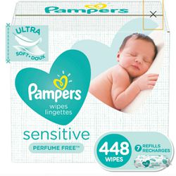 PAMPERS Sensitive Wipes - 448 count (7 refill packs)