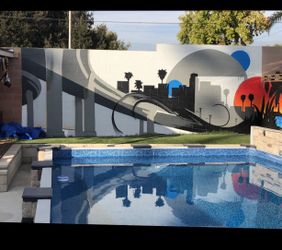 Hand painted back yard mural!