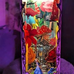 Handmade Alice in Wonderland Light-Up Book Nook – 3-Setting LED – Highly Detailed