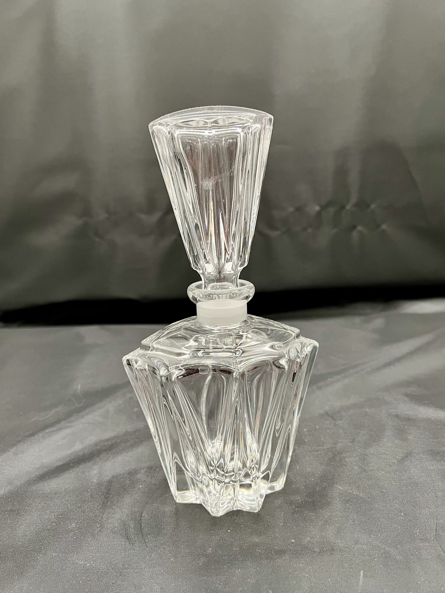 Vintage Heavy Crystal Glass Perfume Bottle And Stopper Large Size