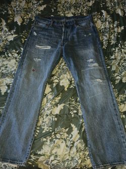 Levis Distressed Denim Jeans with Floral Embroidery