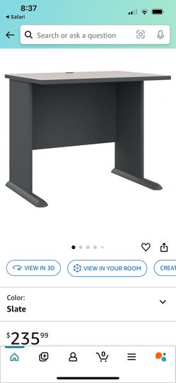 Bush Business Furniture Series A 36W Small Desk In White Spectrum And Slate, Compact Computer Table For Home Or Professional Office