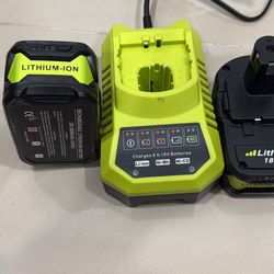 2 Baterías Para  Ryobi  De 8.0 Ah +Cargador