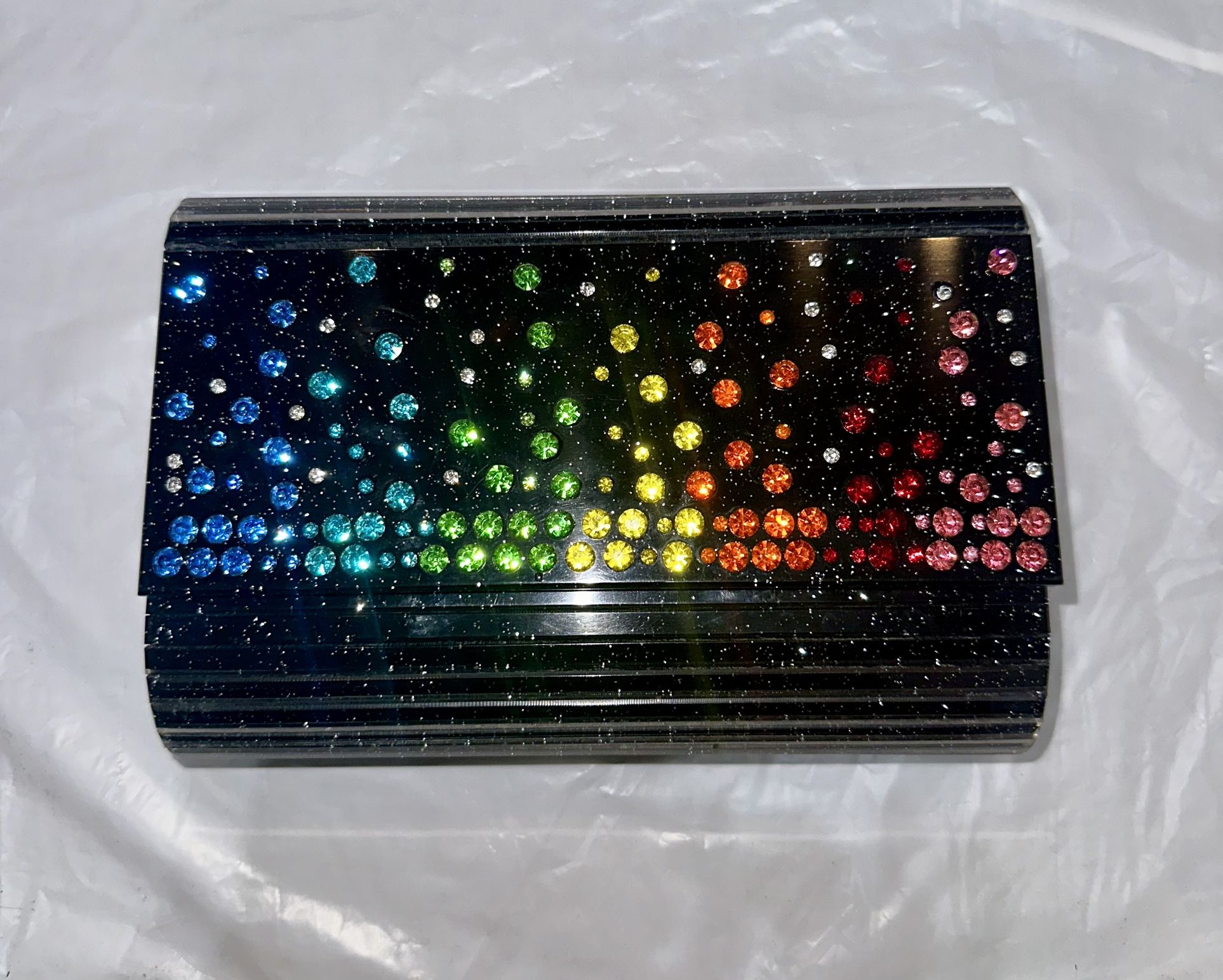 Kurt Geiger London Crystal Embellished Black Envelope Clutch Purse Bag
