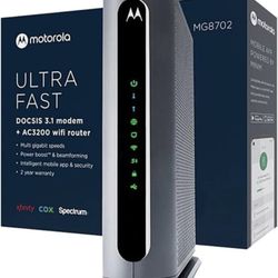 Motorola MG8702 DOCSIS 3.1 Cable Modem Wi-Fi Router with Intelligent Power Boost AC3200 Wi-Fi Speed