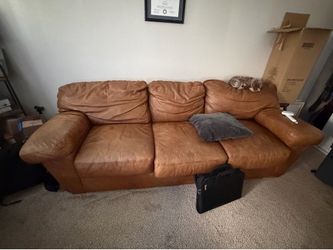 Leather couch with pull out bed