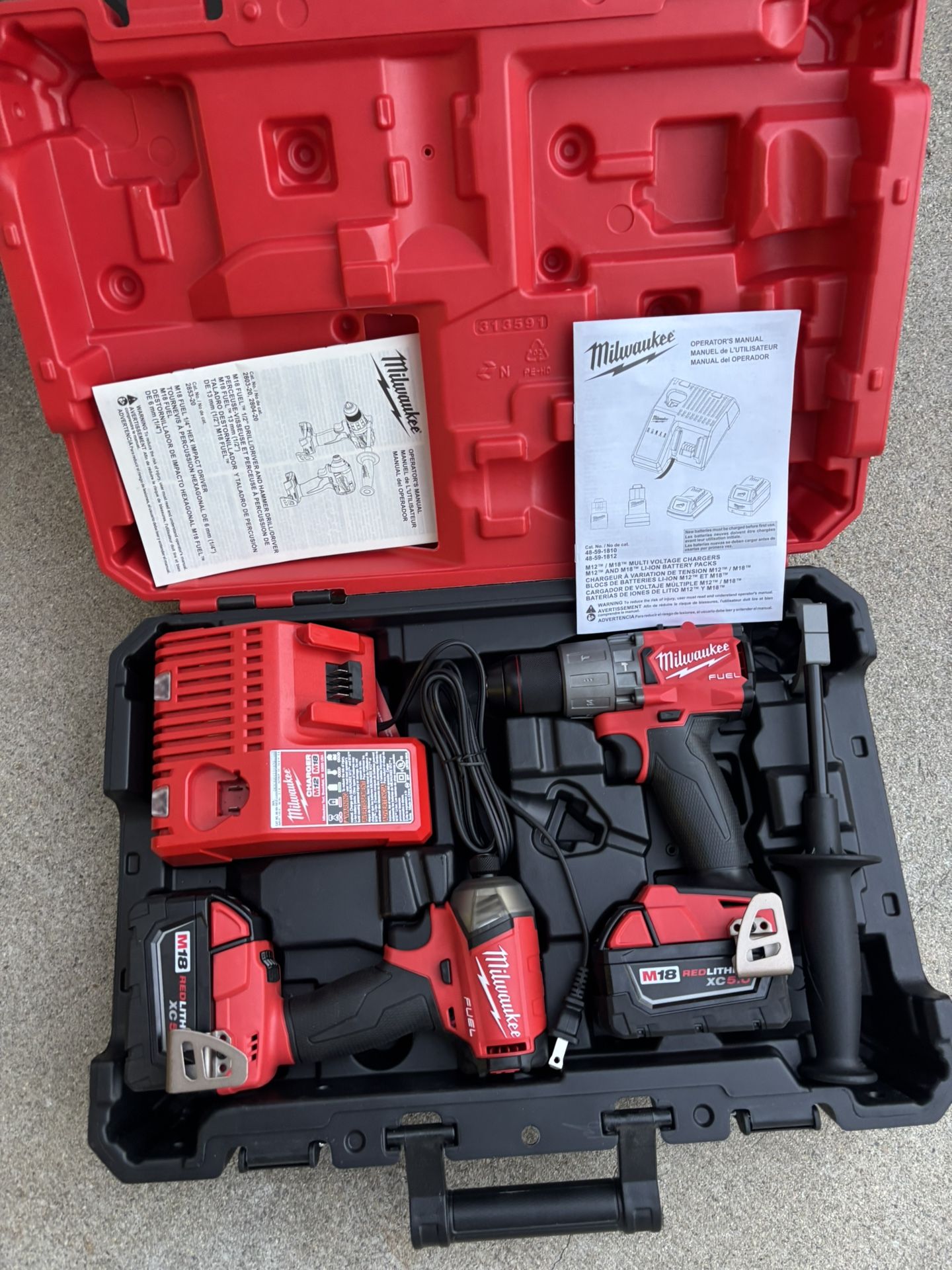 M18 FUEL 18V Lithium-lon Brushless Cordless Surge Impact and Hammer Drill Combo Kit