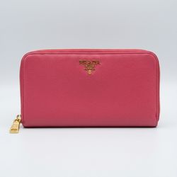 Prada Pink Saffiano Leather Zip Around Wallet (MSRP $1000+)