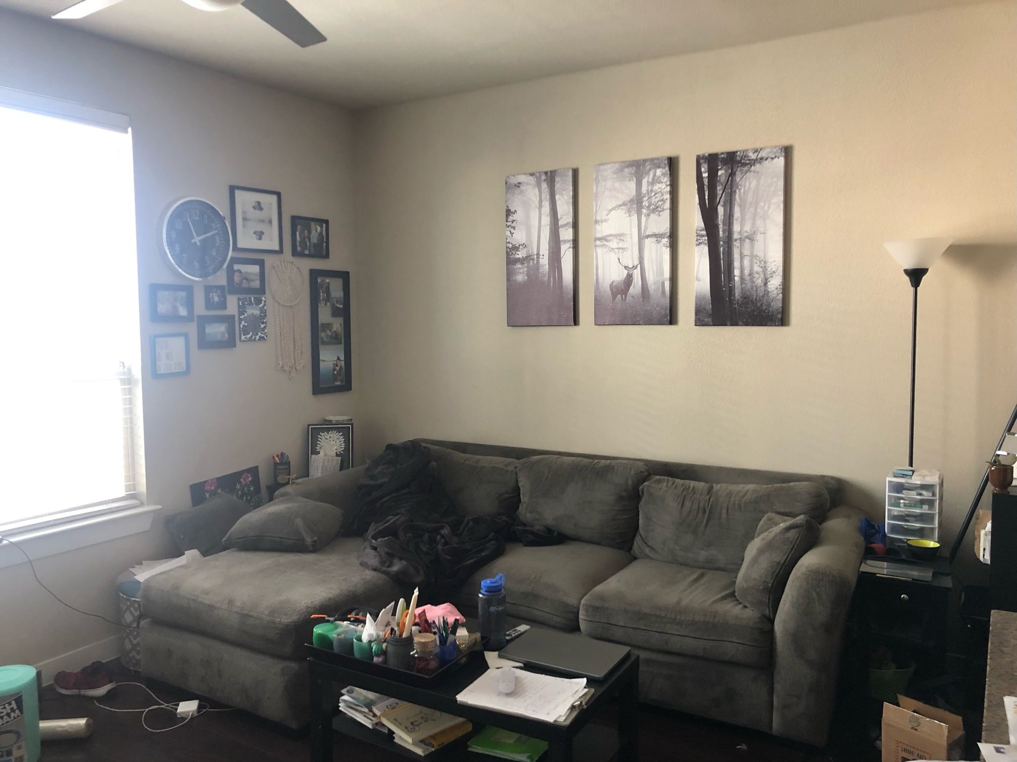 Grey Sofa With Ottoman