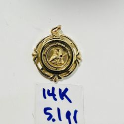 14K Solid Gold Pendant For Wedding 5.1Gr