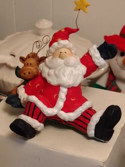 Santa Claus Christmas Figurine with Reindeer