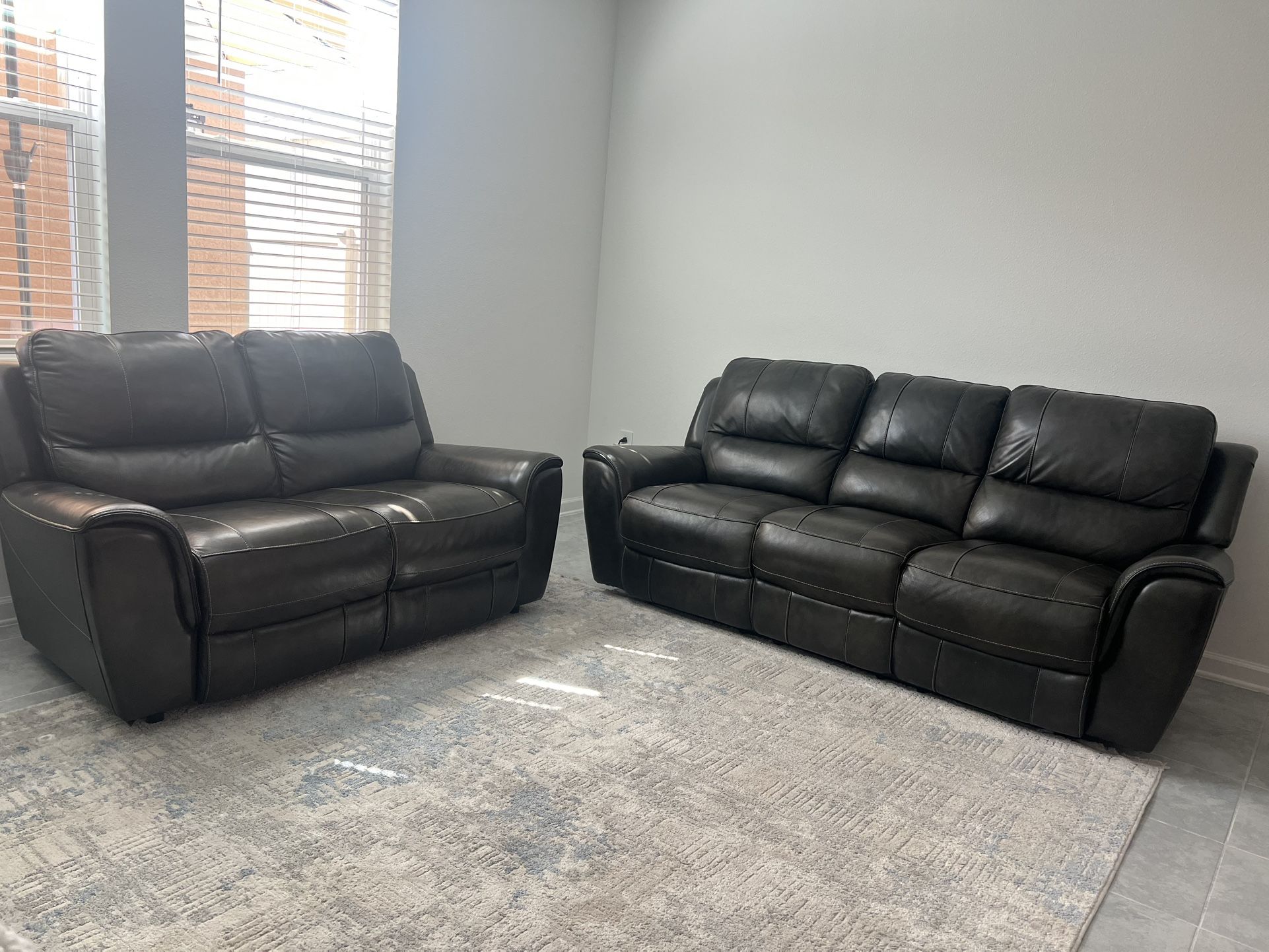 Leather Reclining Sofa Set – Juego De sofás Reclinables De Cuero Sintetico