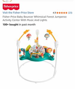 Fisher-Price Baby Bouncer Whimsical Forest Jumperoo Activity Center With Music And Lights