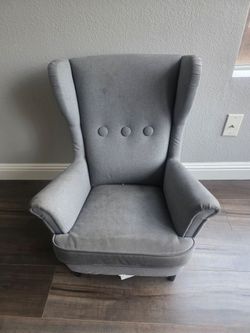Gray Fabric Wingback Accent Chair