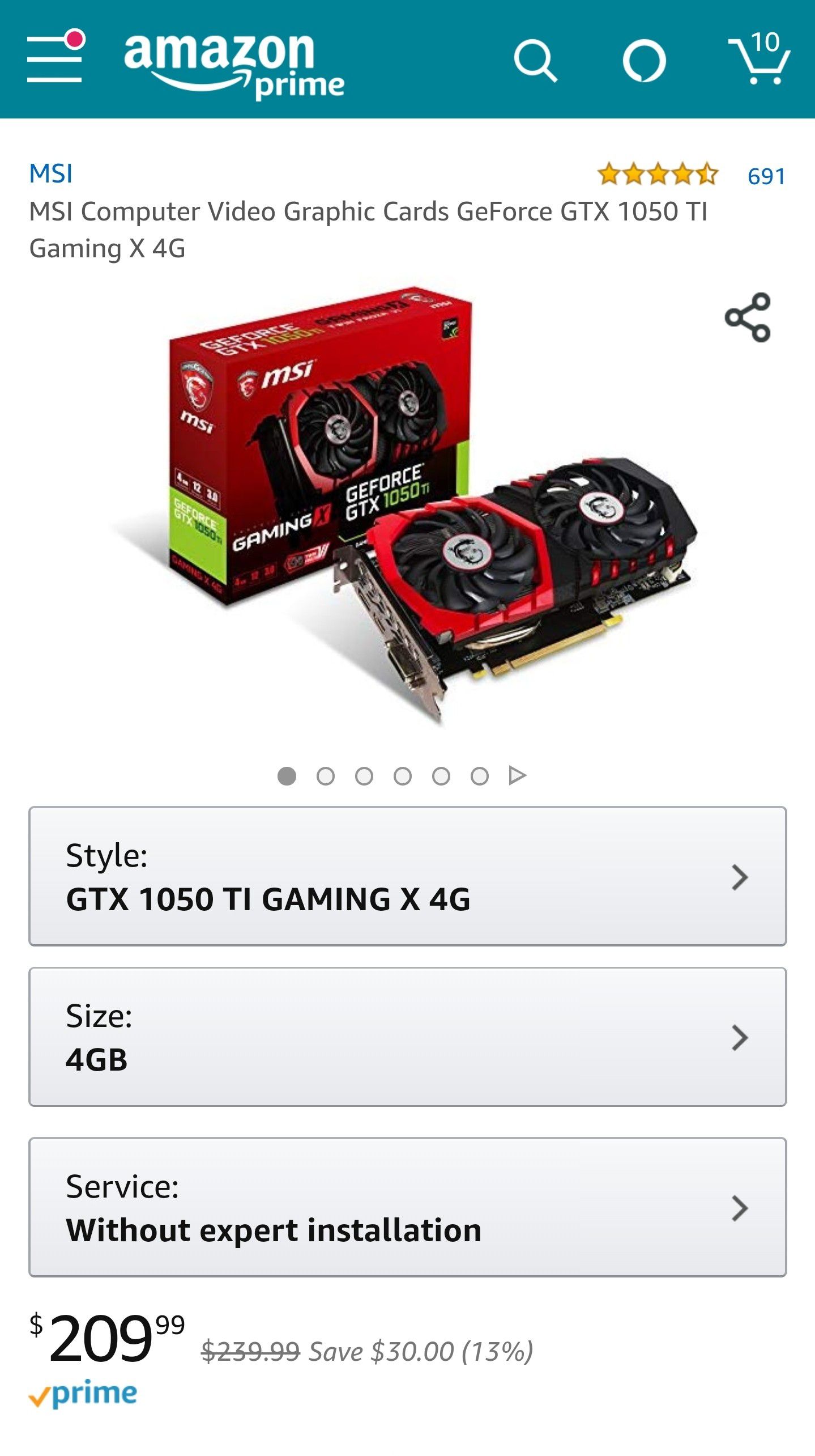 MSI GeForce GTX 1050 TI Gaming X 4G for Sale in San Jose, CA
