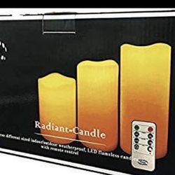 NEW Flameless Candle Set 3 Pack with Remote!  Water resistant, battery powered, and perfect for indoor or outdoor ambiance.