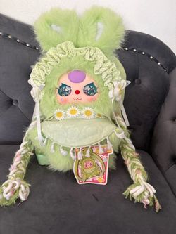 Baby Three-Mist Hunt Backpack 600% Series Blind Boxes Plush green bunny