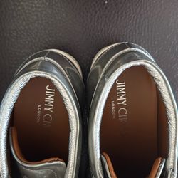 JIMMY CHOO Miami Logo Metallic Leather Sneakers