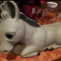 Empire, Christmas Nativity Holiday Donkey Blow Mold, Gray Color, Indoor and Outdoor, Measures 19" Width, Retired, Good Condition.