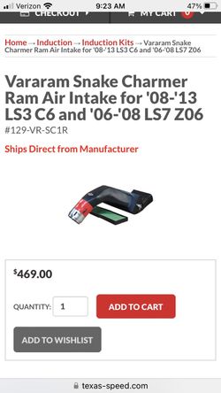 Vararam Snake Chamber Ram Air Intake for 08-13 LS3 Corvette C6 or 06-08 LS7 Z06