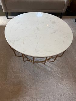 Round Marble Top Coffee Table Gold Base