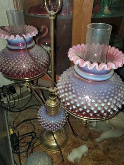 1950s fenton cranberry lamp