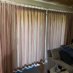 Curtains: Heavy Pleated Custom Curtains with 150” Wooden Curtain Rod & hardware to hang them