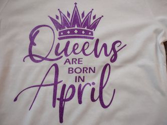 Queens Are Born In April T-shirt (White With Purple Crown)