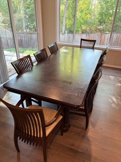 Large Wood Dining Table with 8 Chairs