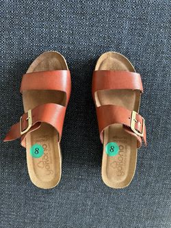 GORRO Red Leather Cork Sandals – Size 8 (Made in Spain)