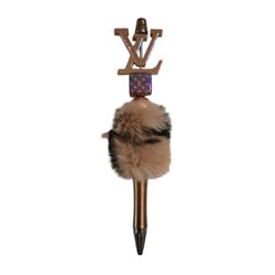 Fashion Fancy Bling Custom Fur Beaded Ballpoint Twist Pen Focal Bead Brown