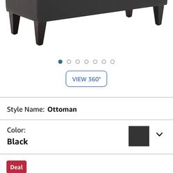 Amazon Brand – Rivet Channel-Tufted Velvet Storage Ottoman with Soft-Close Hinge, 45.3"W, Black