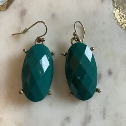 💎 Deep Turquoise Beveled Drop Earrings  