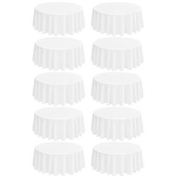 10 Pack Round Tablecloths - 90 Inch, White H(12)