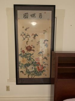 Large Framed Butterfy Scroll