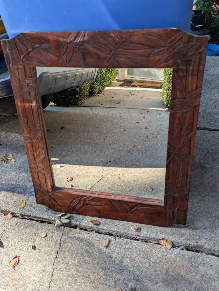 Heavy Wooden Carved Mirror