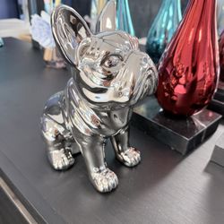 Chrome Bull Dog Art Sculpture 