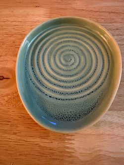Ceramic Spoon Rest for Stove Top, Spoon Holder for Kitchen Counter, Farmhouse Cooking Utensil Holder for Spoons, Ladles, Spatula, Glazed Green