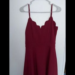 Burgundy Scalloped Dress