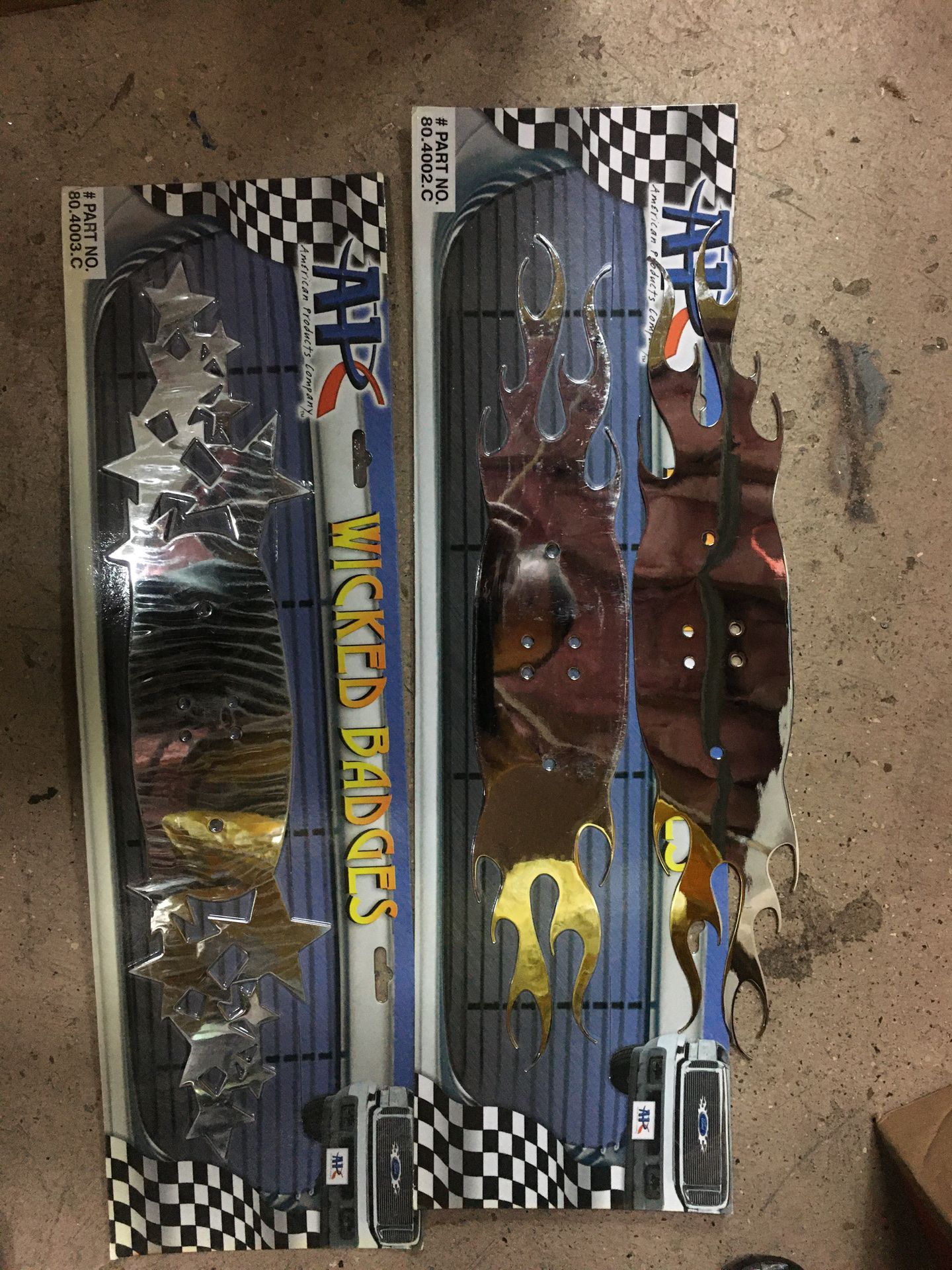 1999-2004 Ford F250 Super Duty Chrome Grille Flame Emblem Base Badge Decal