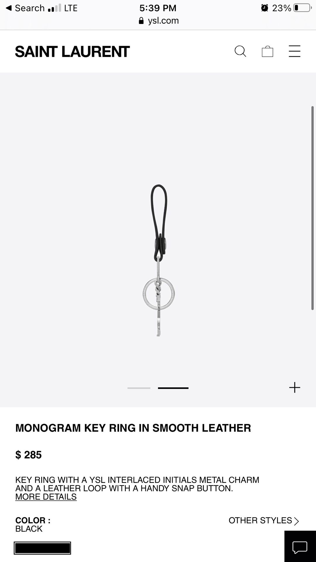 Saint Laurent Silver Leather KeyChain