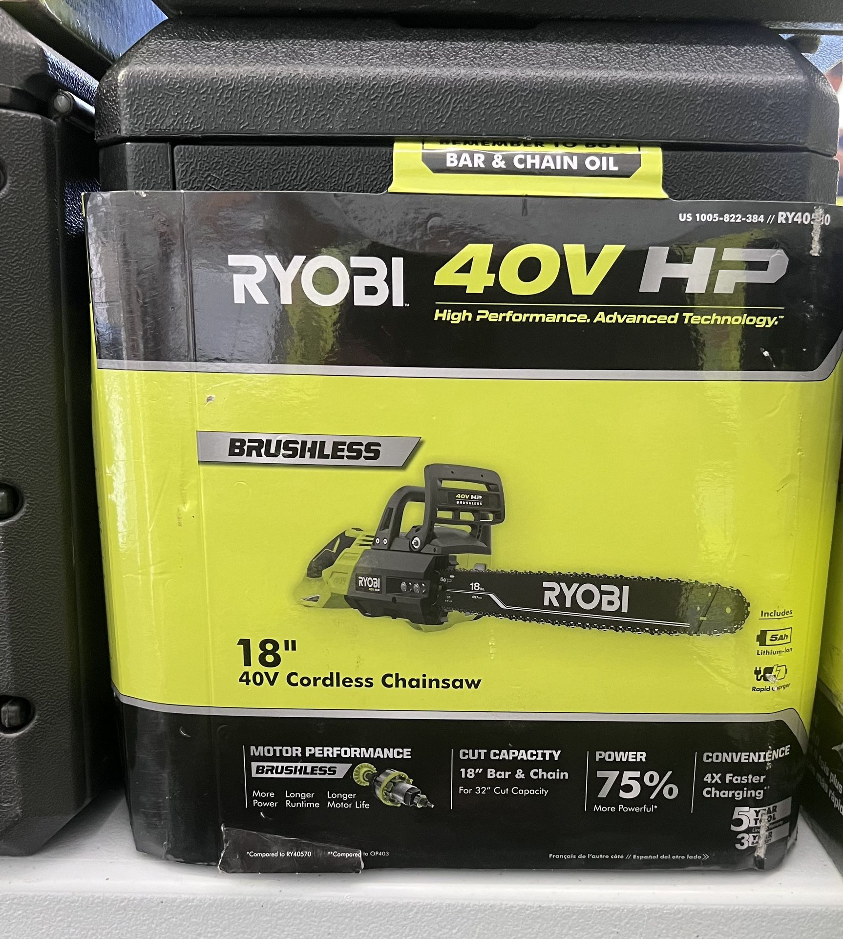 New Ryobi Brushless 18" 40V Cordless Chainsaw Asking price $275 Retail price $369