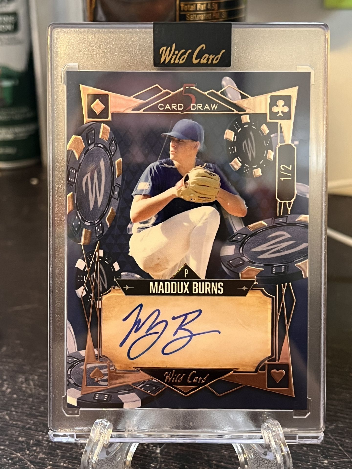 Maddux Burns Autograph Card 1/2 Incased.