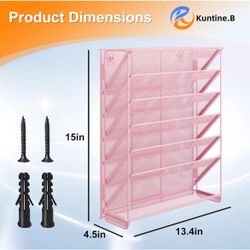 untine.B 7 Tier Hanging File Organizer Wall File Organizer File Racks (Pink, 7 Tier)