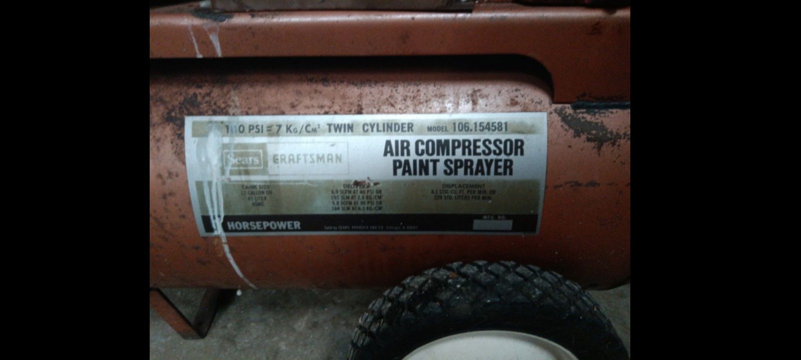 Vintage Sears Craftsman Air Compressor Working 100psi 1hp