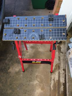 PORTABLE FOLDING WORKBENCH SAWHORSE WORK VISE  TEAM MECHANIX