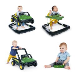 Bright Starts John Deere Gator 4-in-1 Baby Walker with Removable Steering Wheel, Green